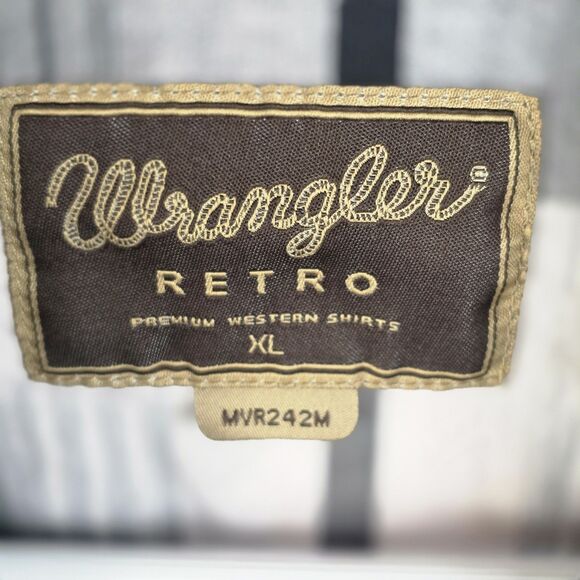 Wrangler Men’s XL Grey Striped Pearl Snap Retro Long Sleeve Button Up Shirt - Picture 4 of 9